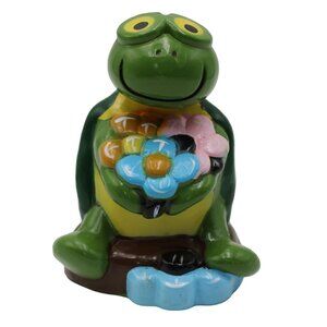 Freddy B Turtle Flower Bouquet Coin Piggy Bank Aviva Ent 1975 Hong Kong Vintage